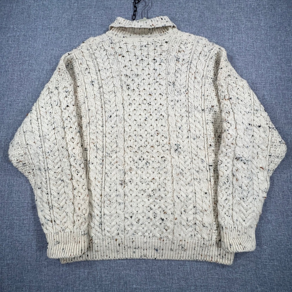 Carraig Donn Aran Sweater Womens XL Cream Wool Cable Knit Fisherman Ireland Made - Picture 3 of 7